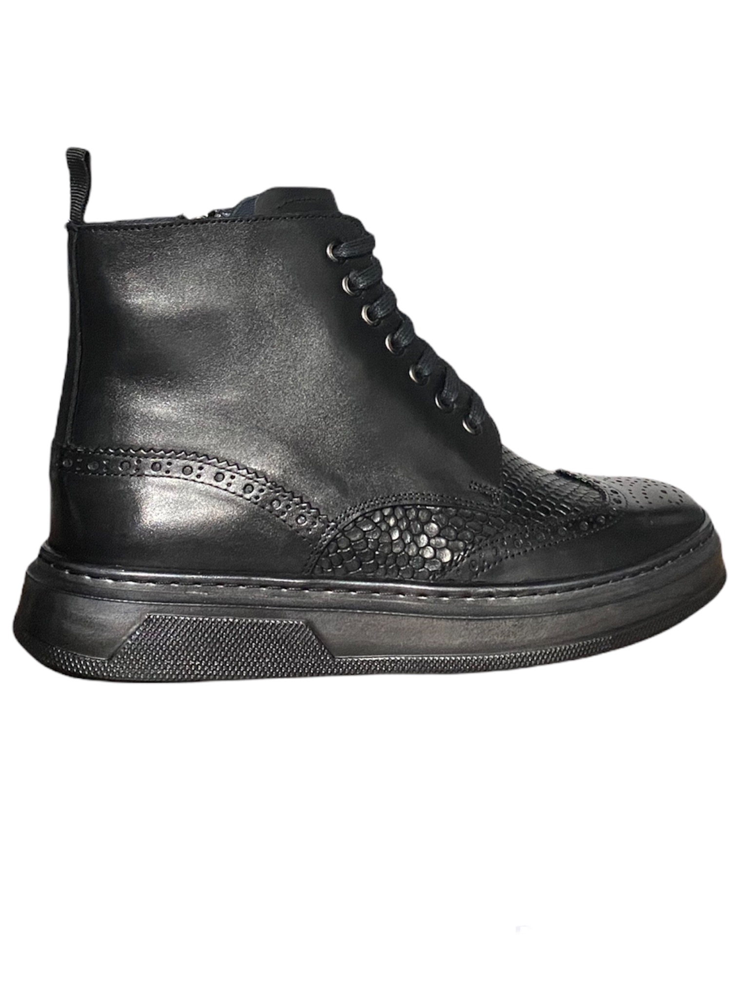 Carmine Hakiki Deri Erkek Bot Siyah