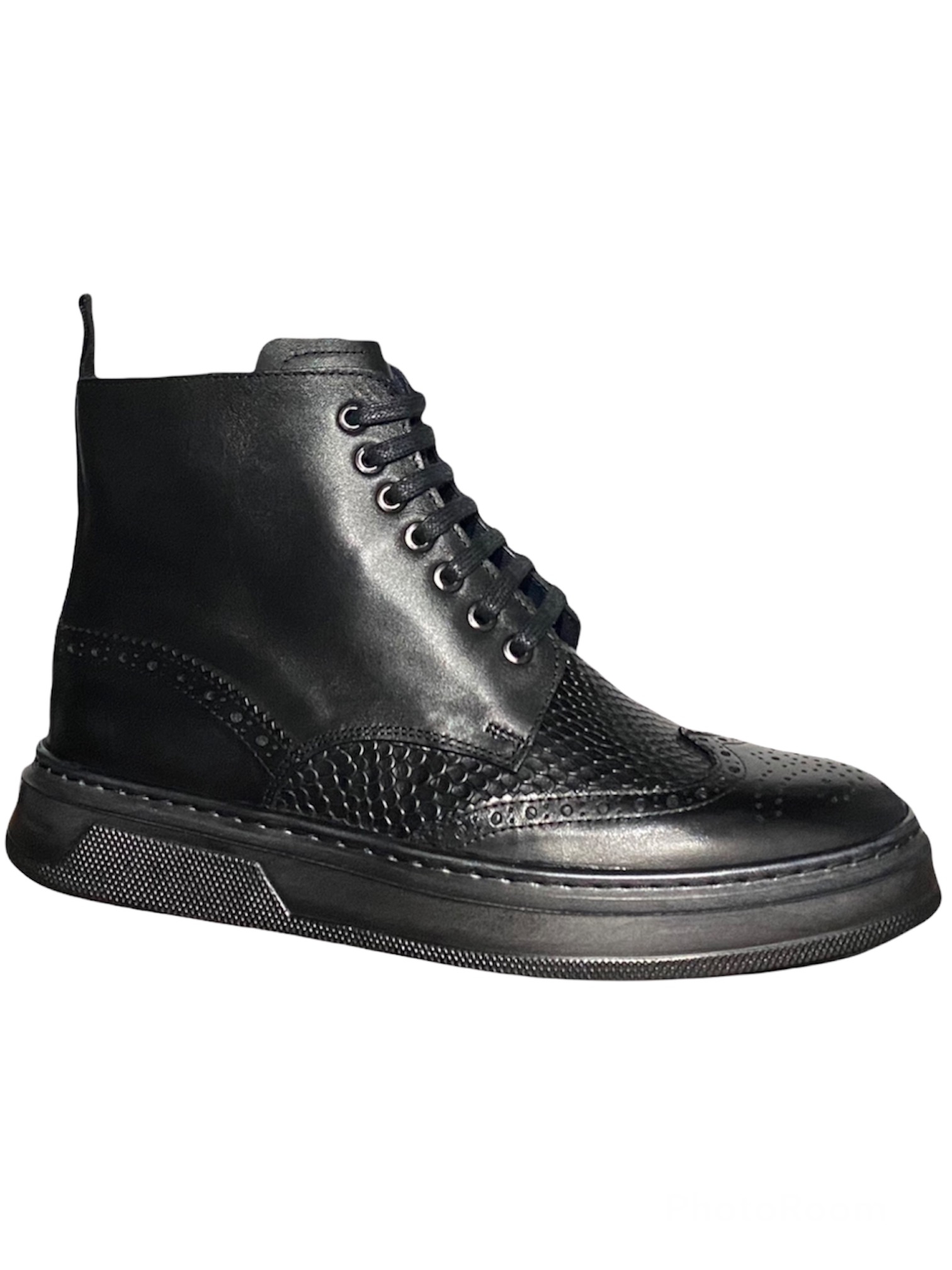 Carmine Hakiki Deri Erkek Bot Siyah