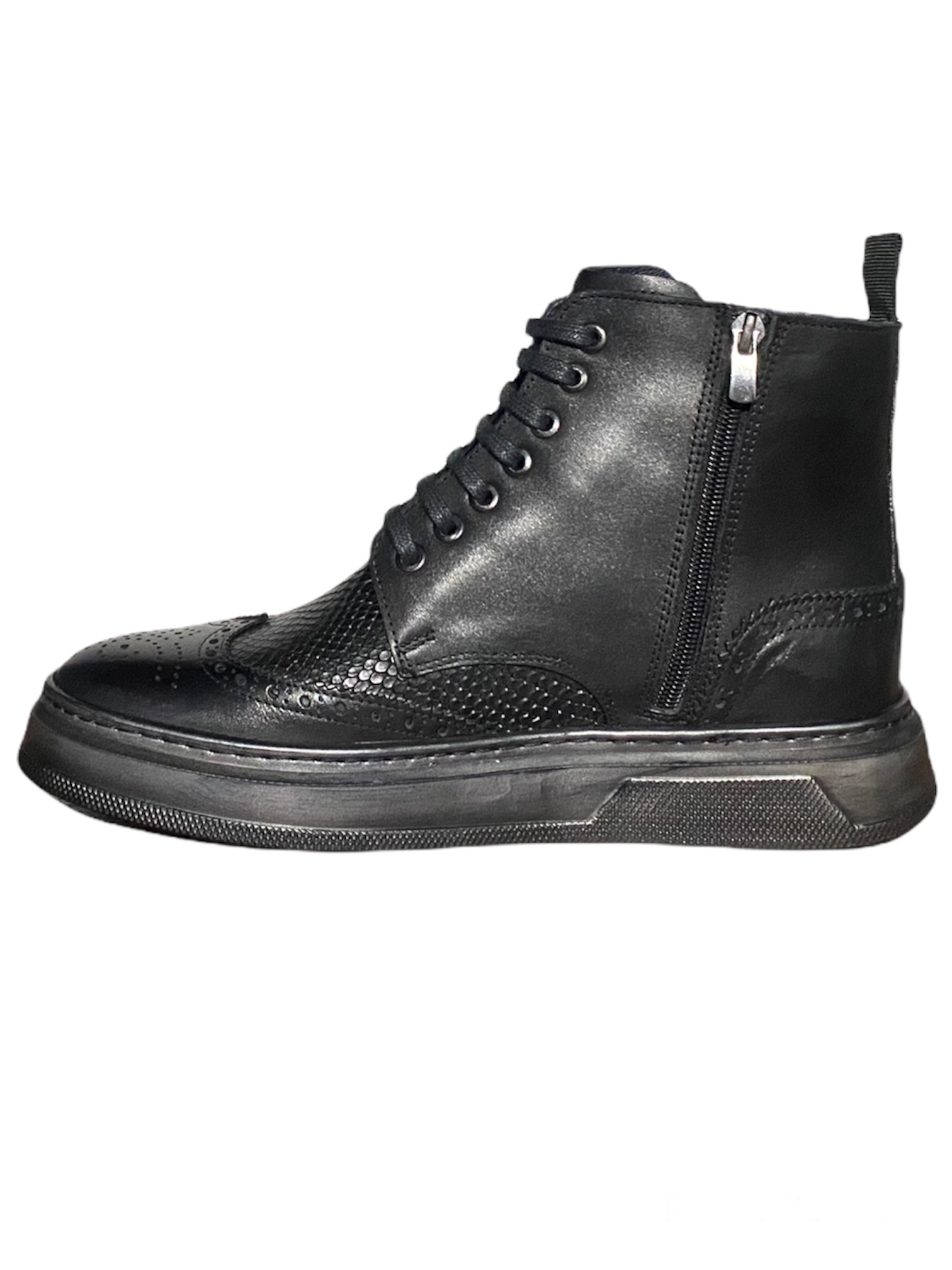 Carmine Hakiki Deri Erkek Bot Siyah