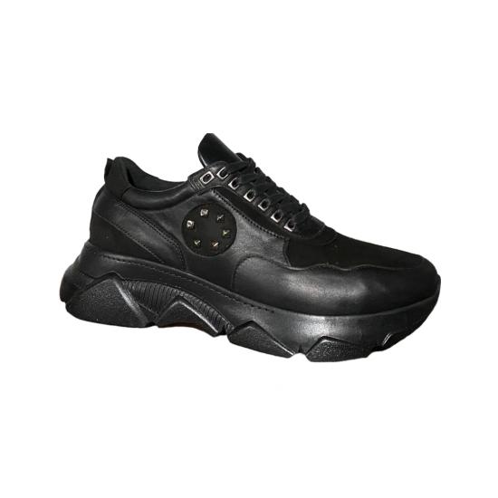 Hakiki Deri Erkek Spor Ayakkabı Siyah - Deride Montenegro Shoes