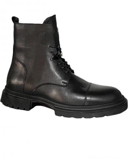 Hakiki Deri Erkek Bot Ayakkabı Siyah - DM Shoes