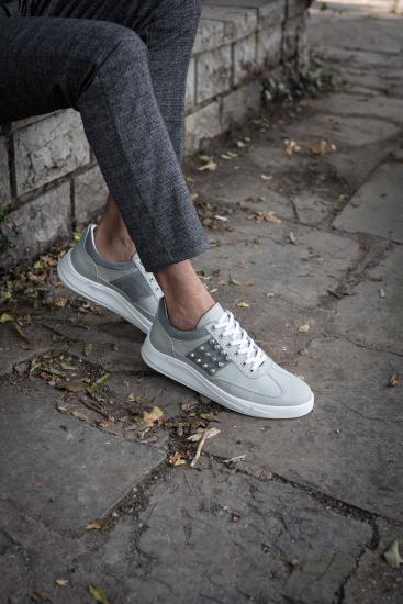 Hakiki Deri Erkek Spor Ayakkabı Gri - DM Shoes